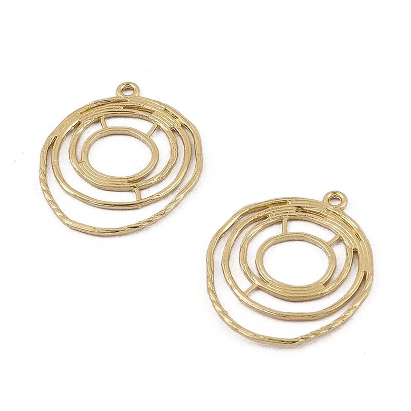 

10PCS Gold Color Hollow Circle Charms for Jewelry Making 25*32.9mm DIY Necklaces Earring Pendant Craft Supplies Accessories
