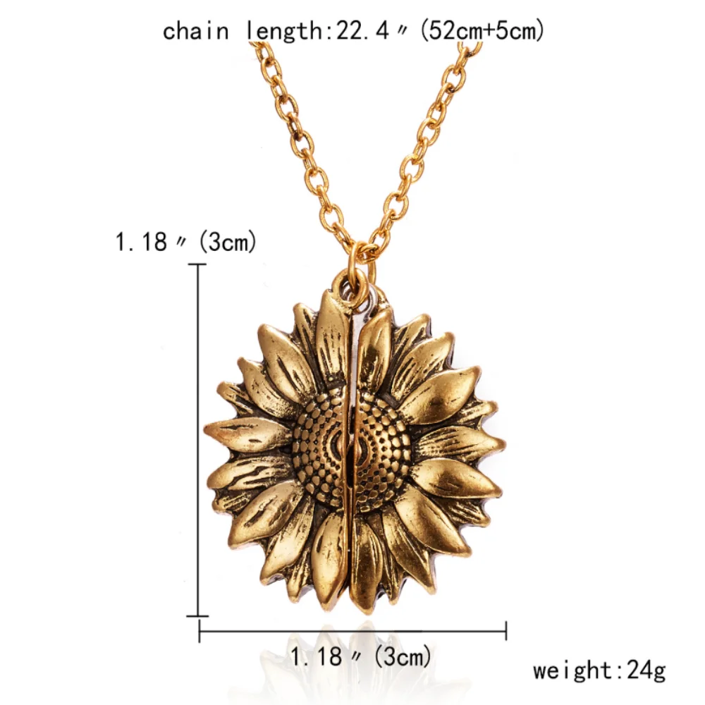 

You are My Sunshine Engraved Necklace Inspirational Sunflower Locket Necklace Jewelry for Women Girlfriend