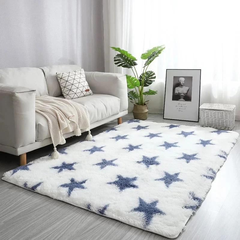 

Large rugs for Living room carpet rug size long-pile check tie-dye craft carpet for the bedroom nordic fluffy rug floor mat