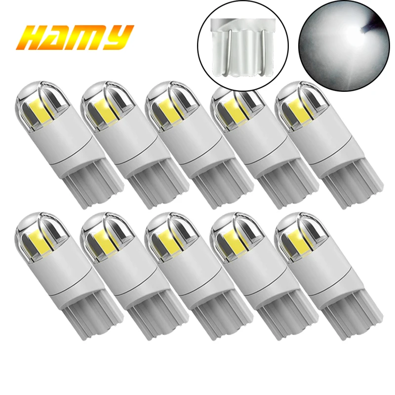 

10 PCS W5W 194 LED Bulb For Car T10 5W5 LED Signal Light 12V 3030 SMD 7500K White Auto Interior Dome Trunk License Plate Lamps