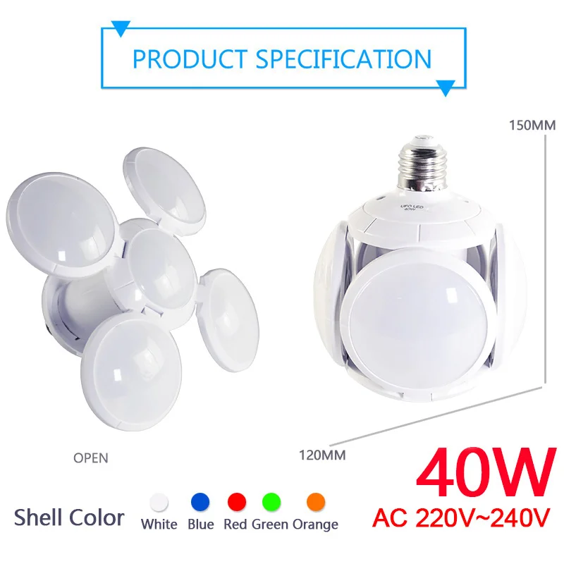 Светодиодный светильник E27 40W 30W холодный белый теплый AC 85 265V Точечный Lampada