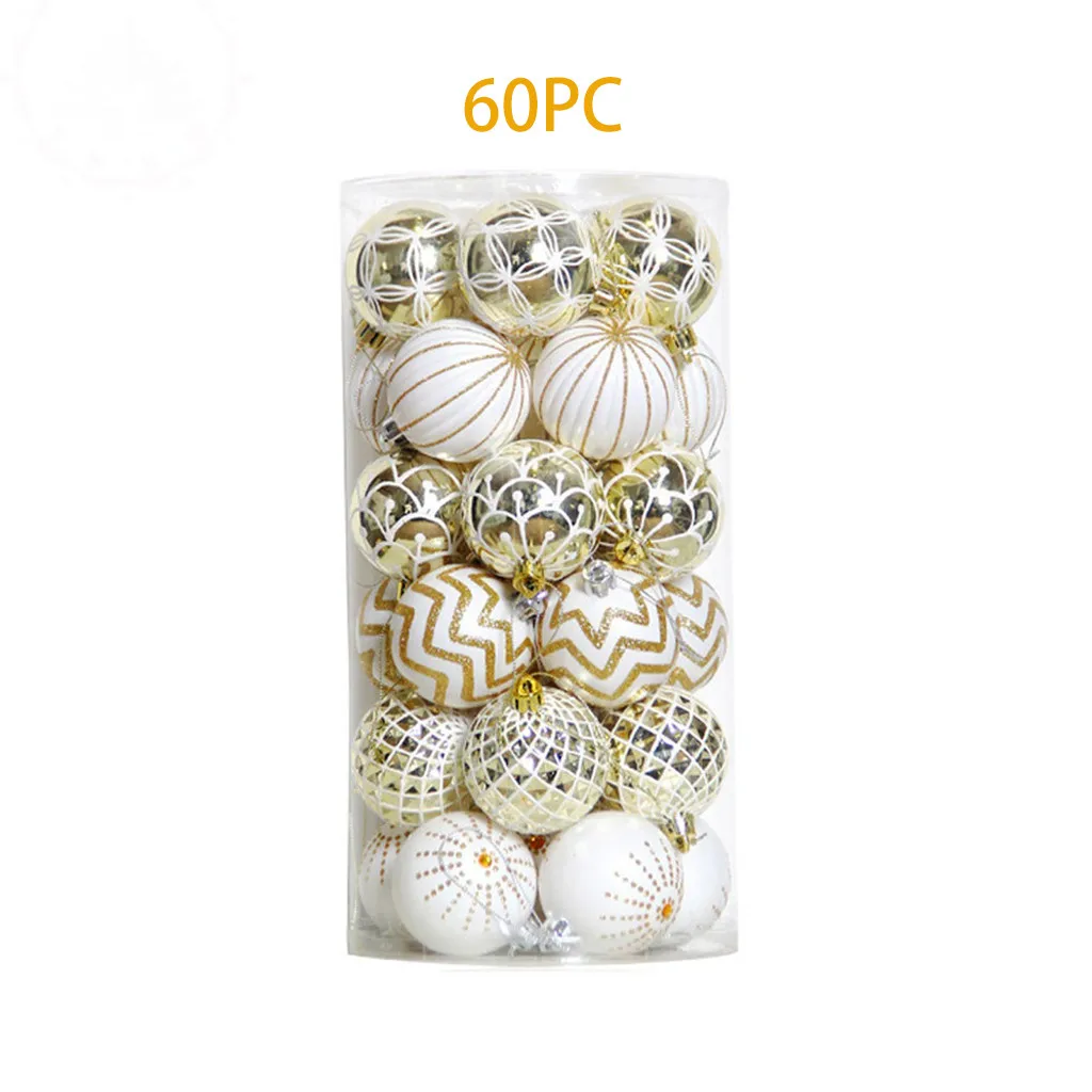 60Pcs Christmas Balls Baubles Party Xmas Tree Decorations Hanging Ornament Decor PE 6X6CM christmas tree decorations navidad |