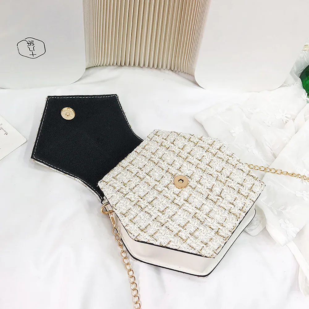 

Hexagon Multi Style leather Handbag Women Messenger Bag Sweet Shoulder Bag Chain Wool Tassel Small Square Bag torebka damska