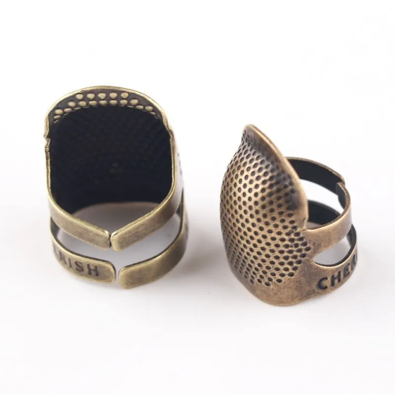2pcs Safety Embroidery Metal Finger Protector Ring Vintage Wear Thimble Craft for Cross Stitch Weaving Sewing Tools kit | Дом и сад