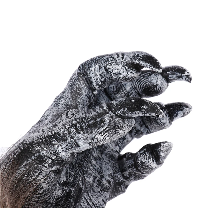 

2020 New Silicone Rubber Simulation Wolf Claw Gloves 1 Pairs Unisex Hairy Beast Gloves Costumes Halloween Cosplay Gift Props