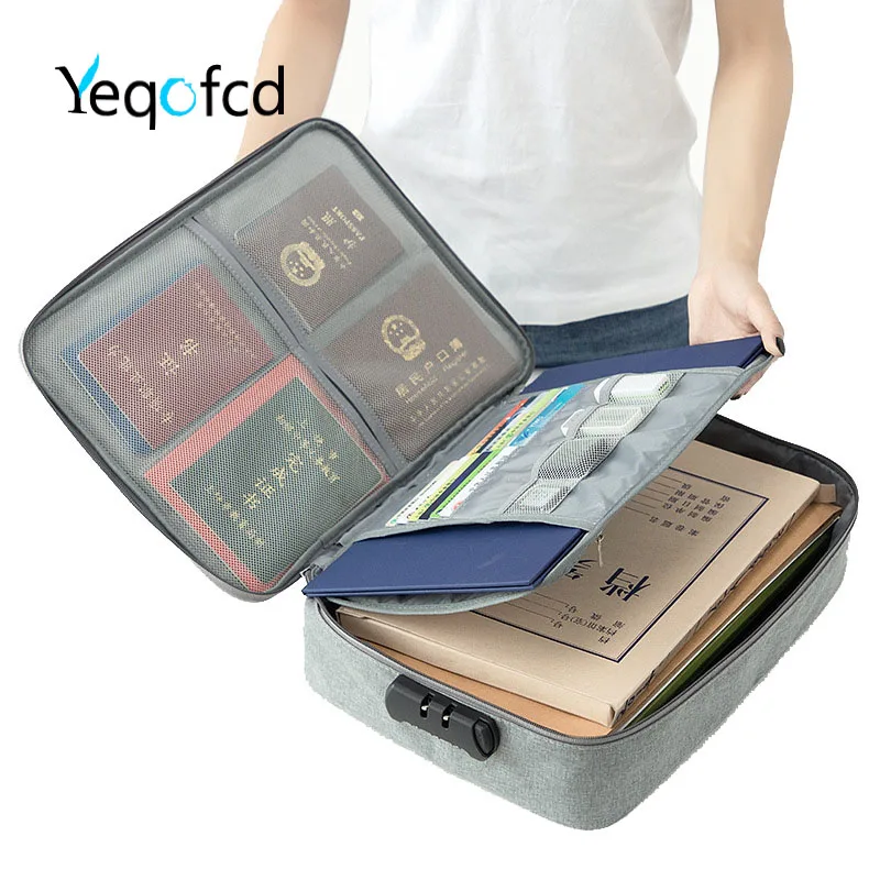 Yeqofcd дорожные сумки для документов полиэстер пакет для документов водонепроницаемый молния портативный барсетка большой емкости органайзер для карт