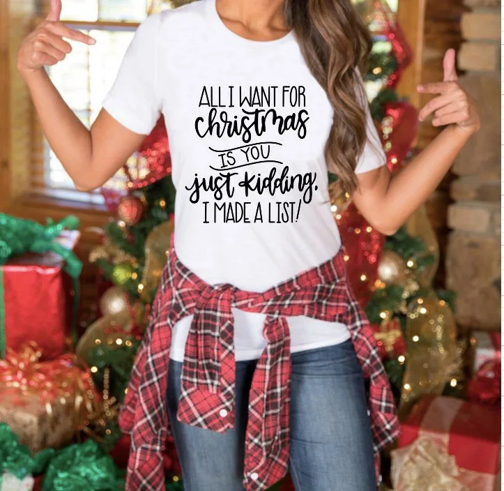 Рождественская футболка с надписью All I want for Christmas|Футболки| |