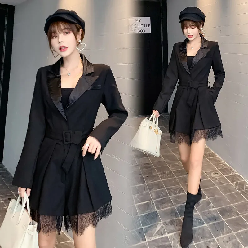 Дизайн для подиума Женский Осенний комбинезон 2019 модный кружевной лоскутный