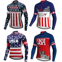 men usa pro breathable cycling jersey long sleeve bike wear bicycle team mtb shirts ropa ciclismo clothing jacket 2 designs 2021