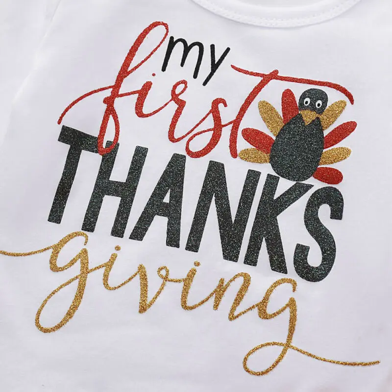 Одежда для маленьких девочек боди с надписью Мой первый день благодарения юбка