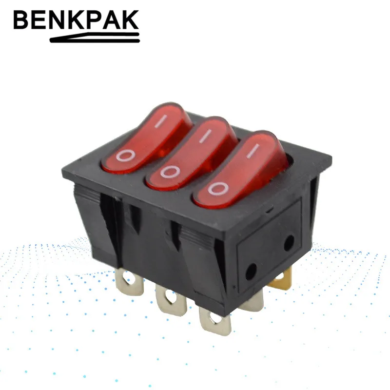 KCD2 302N трехсторонний переключатель с подсветкой 9 контактов|switch ir|switch handswitch contactor |