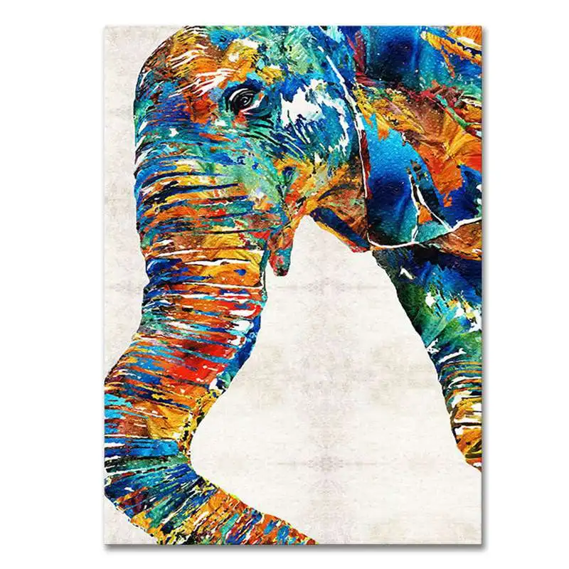 Абстрактный цветной животный слон в скандинавском стиле холст декоративная