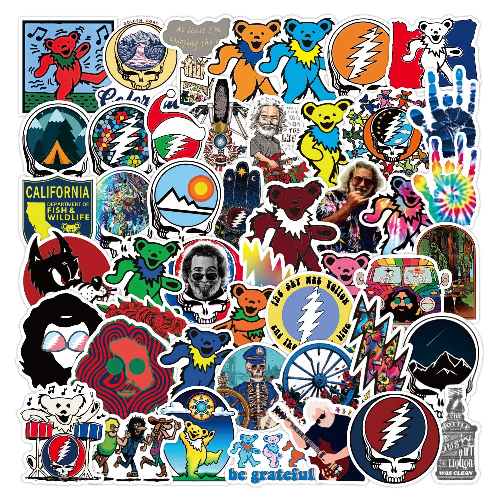 10/30/50PCS Rock Music Grateful Dead Cool Stickers DIY Car Bike Travel Luggage Phone Laptop Waterproof Classic Toy Decal Sticker