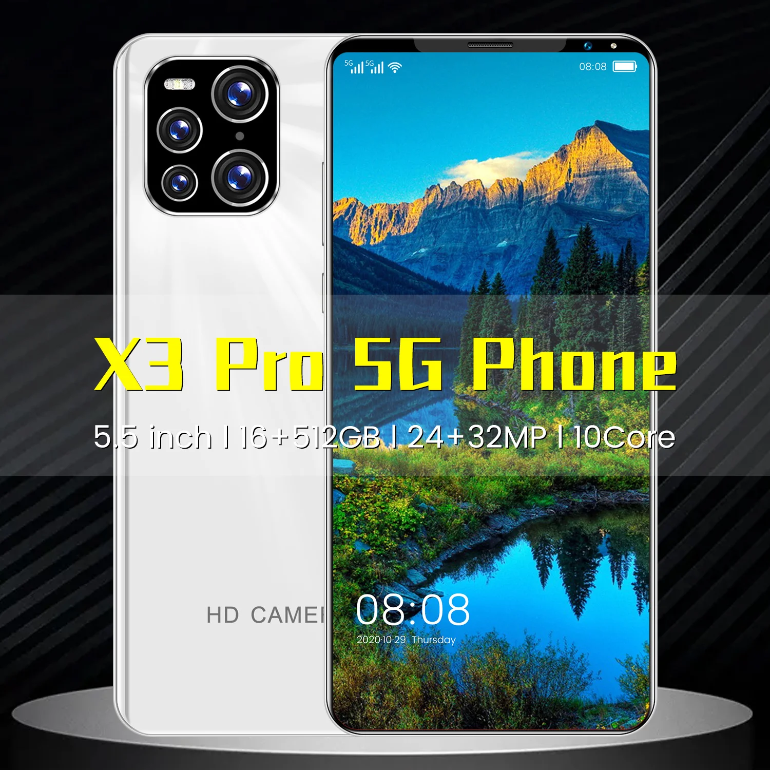 

S21 Pro facial recognition feature phone 512G smart phone6.3 inches left digging screen