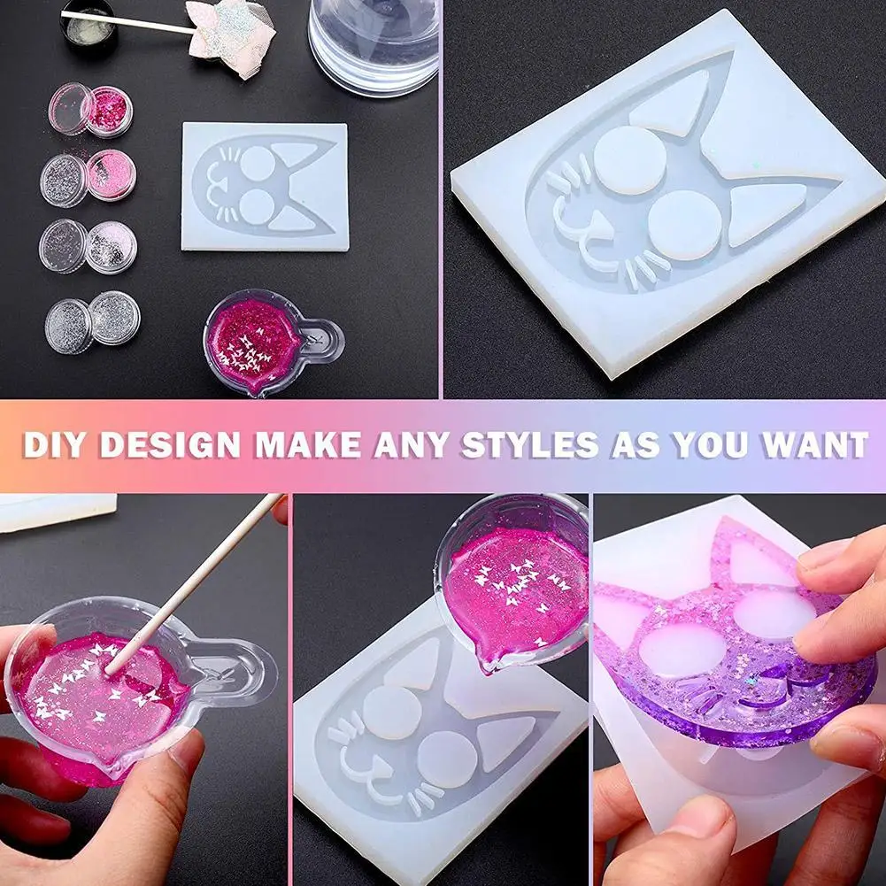 

Crystal Epoxy Resin Mold Cake Mold Cat Keychain Casting Tools DIY Mould Crafts Making Pendant Silicone Jewelry K8W5