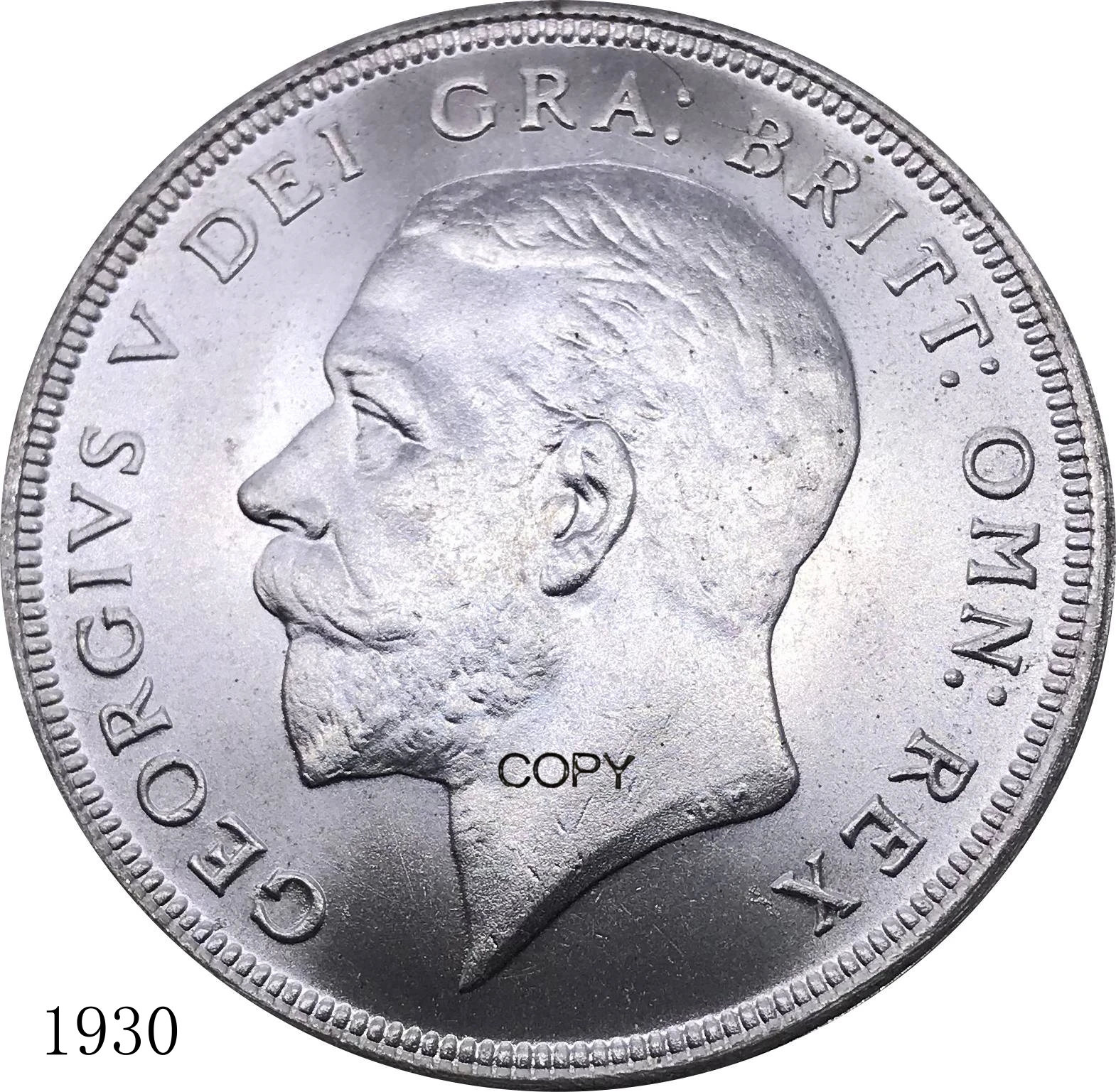 

Great Britain 1930 Coin UK 1 Crown George V Cupronickel Plated Silver Metal China Casting Souvenir Collectible Copy Coins