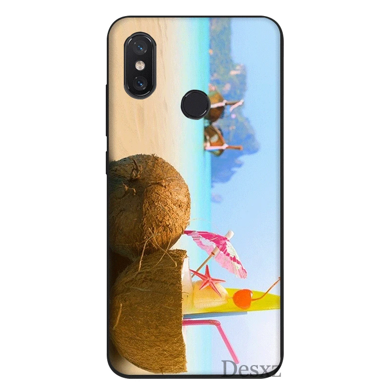 Mobile Phone Case Tpu For Xiaomi Redmi Note 4 4X 5 6 7 Pro 5A Cover Fruit Coconut On The Beach Printing Drawing Shell | Мобильные