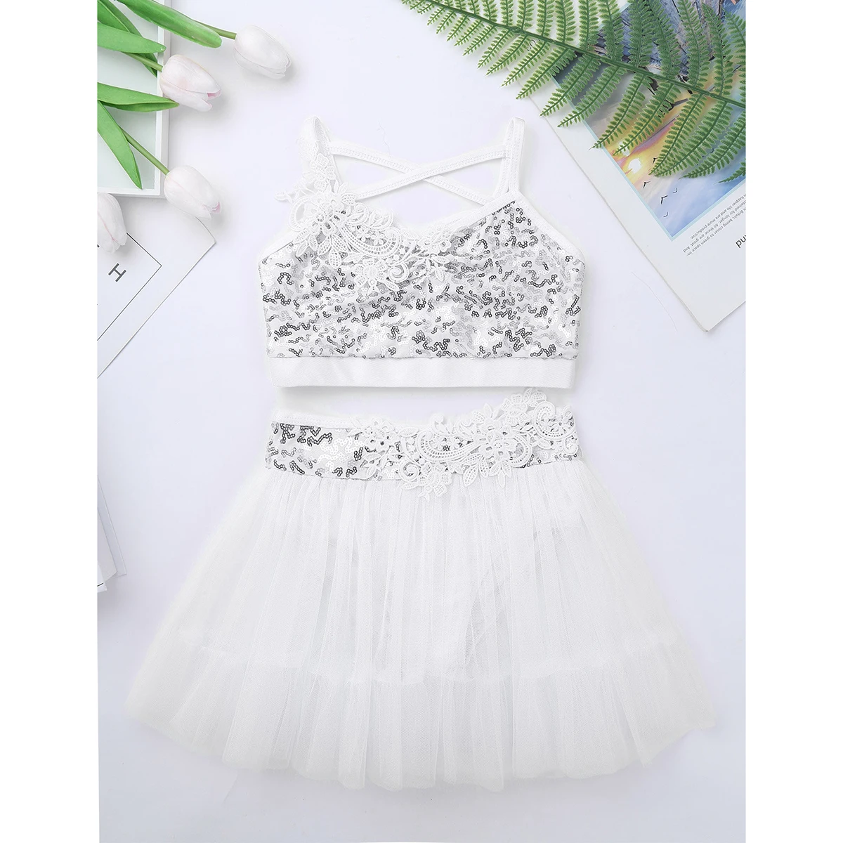 Детские топы с блестками для девочек гимнастическое трико Тюлевая пачка