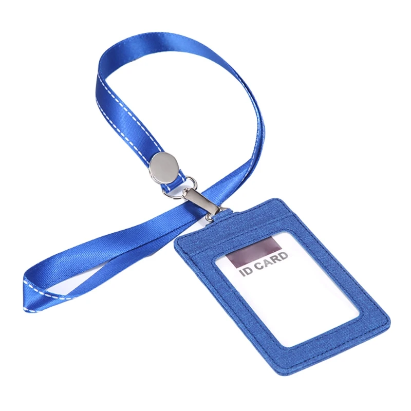 

Portable Leather Business ID Card Credit Wallet Badge Holder Purse Lanyard 20CA