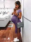 Юбка средней длины для беременных с разрезом вязаное платье однотонная Повседневная и удобная одежда для беременных Одежда для беременных