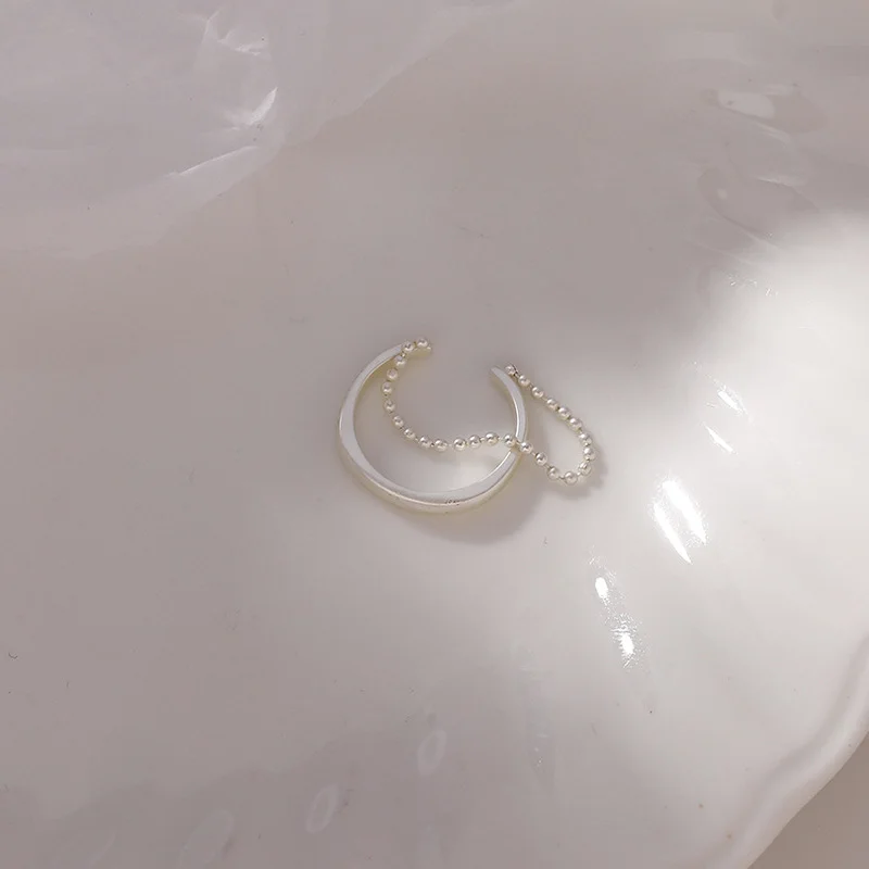 

LOVOACC Statement Vintage Double-Layer Round Bead Chain Ring for Women Gold Color Metallic Tassel Index Finger Ring Jewelry