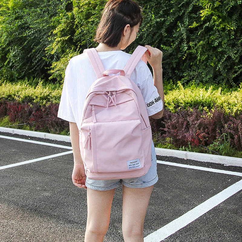 

Backpack Solid Color Shoulder School Bag For Teenage Girl Kawaii Backpacks mochila New Backpack Women Waterproof Nylon