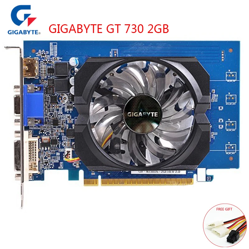 Видеокарта GIGABYTE Nvidia GT730 2 ГБ DDR5 64 бит GDDR5 игровые видеокарты для NVIDIA Geforce GT 730 HDMI DVI