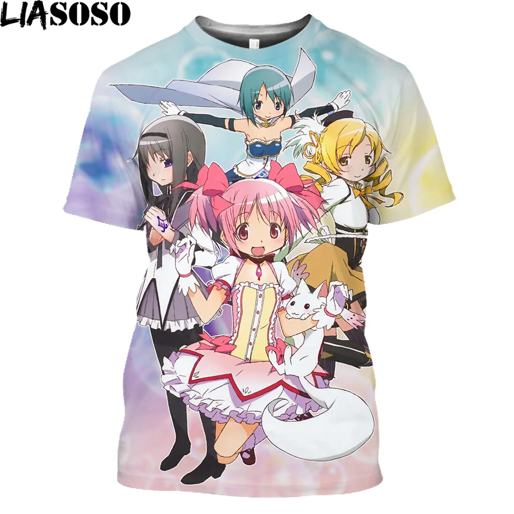 

LIASOSO Anime Puella Magi Madoka Magica Kawaii Girl Kaname Madoka 3D Printed Men's T-shirt Harajuku T shirt Men Casual Vintage T