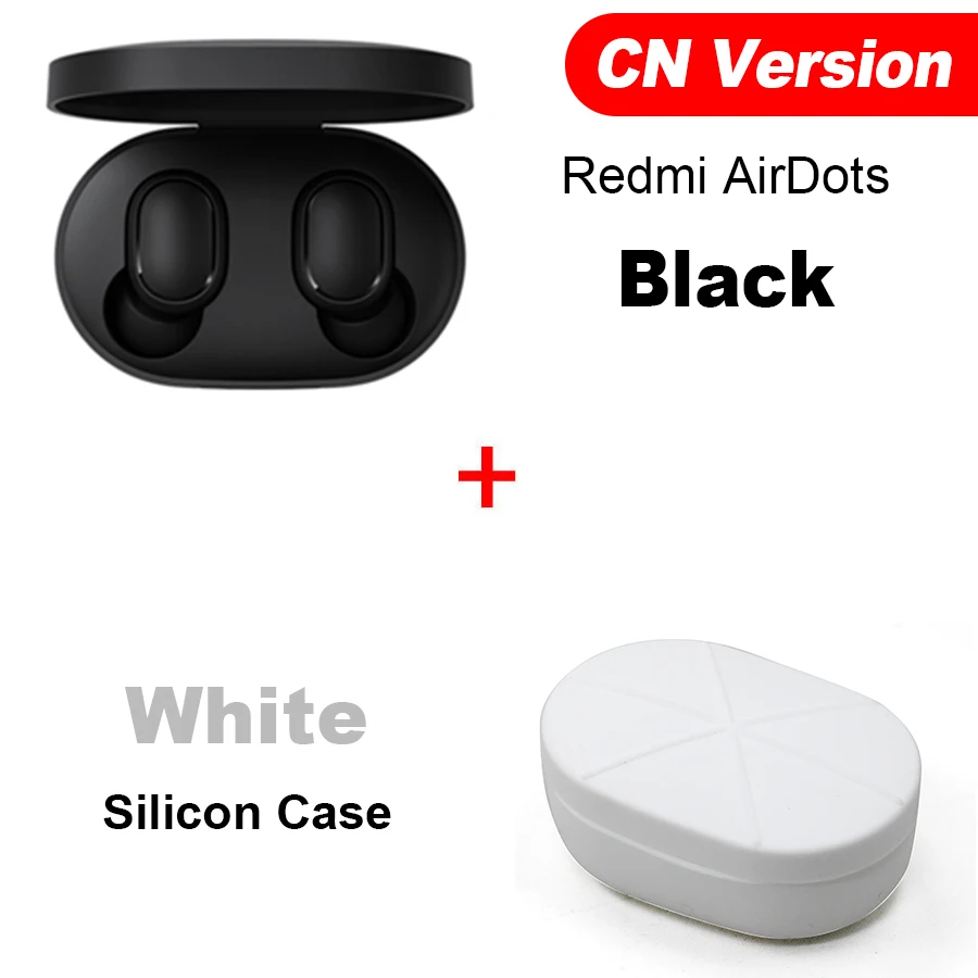 CN N White Case Оригинальные беспроводные наушники Xiaomi Redmi Airdots TWS, наушники с громкой связью, голосовое управление, Bluetooth 5,0, шумоподавление, управление AI - Цвет: CN N White Case