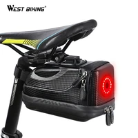 west biking waterproof saddle bag with tail light cycling bike bags charcoal hard shell durable packet lightweight bicycle bag