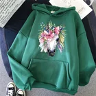 Модная женская толстовка в стиле хип-хоп с длинным рукавом и принтом лошадей и цветов, спортивная одежда, уличная одежда в Корейском стиле, свитер, женские повседневные топы