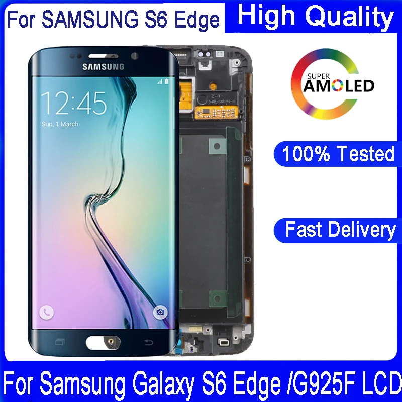 ЖК дисплей SUPER AMOLED для Samsung Galaxy S6 Edge G925 G925F 5 1 дюйма с сенсорным экраном и