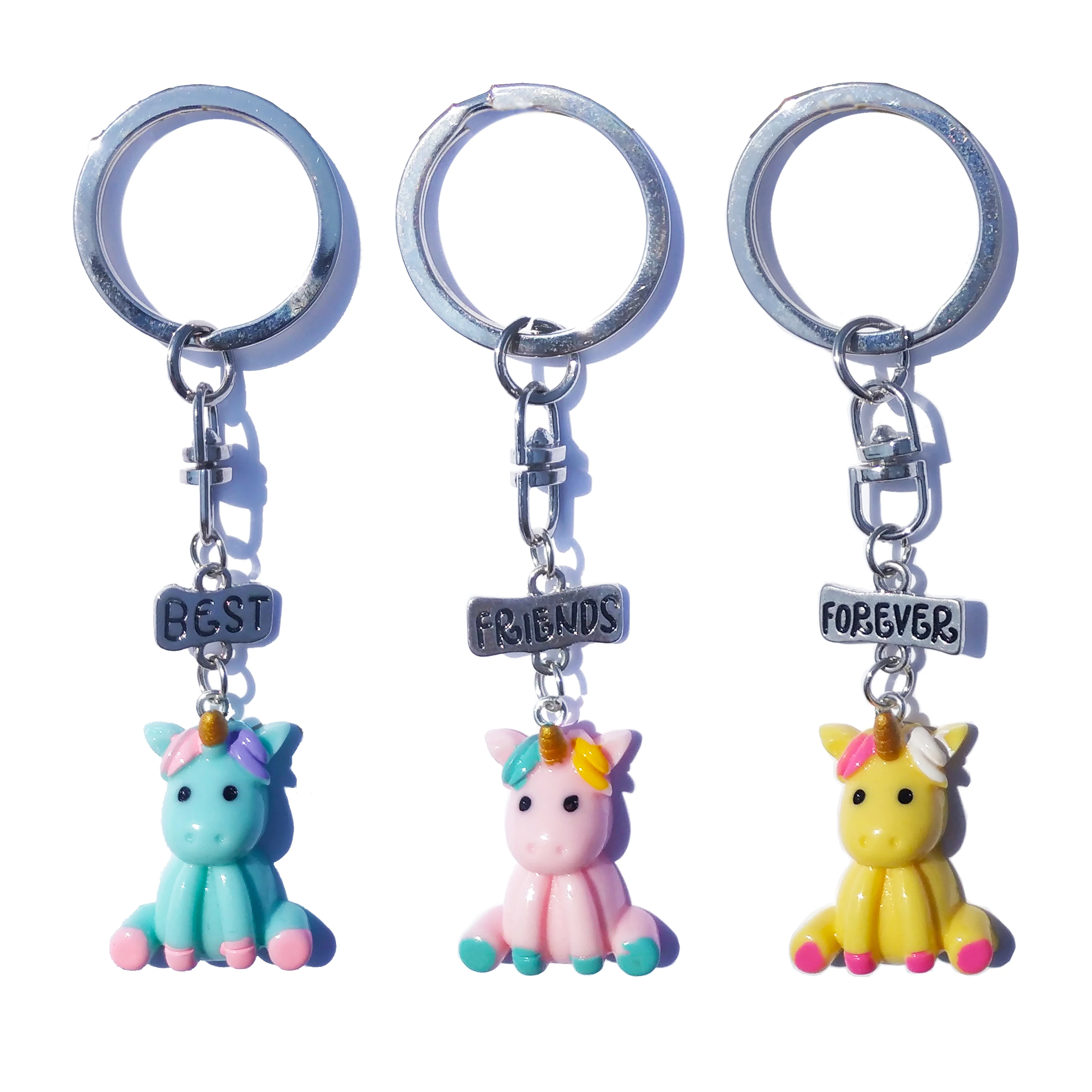 

3 Pcs/lot BFF Ice Cream Alpaca Unicorn Keychain Set for Girls Kids Summer Wholesale Key Chain Bag Keyring Animal kawaii Jewelery