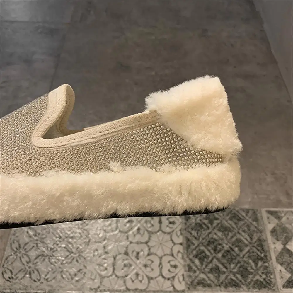 2019 autumn winter new women shoes plus velvet warm shiny rhinestone women's fashion loafers flat | Обувь