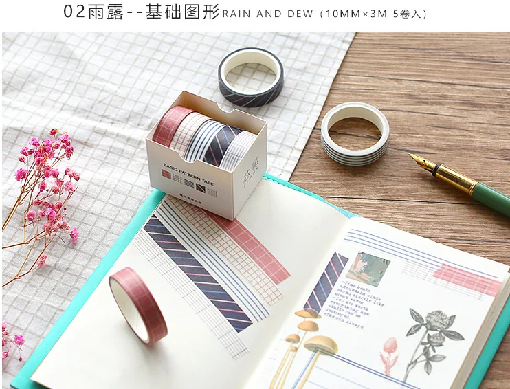 5 шт./компл. DIY декоративная лента для заклепок фотоальбома однотонная бумага лента стикер для канцелярских товаров этикетка офисные стикеры липкая лента - Цвет: B 5pc set  3M