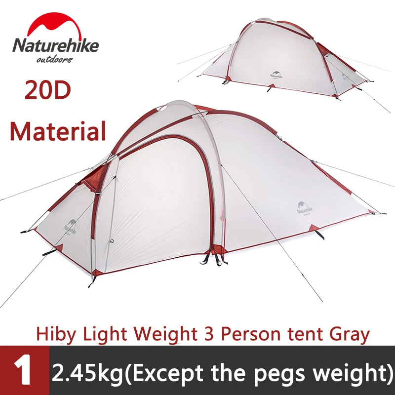 Naturehike outdoor Tent Ultralight Double Layers Aluminum Rod Camping Tent NH family tents Two rooms - Цвет: White 20D