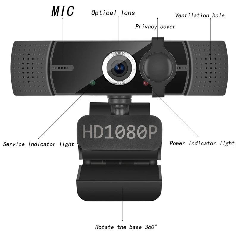 

A45 Computer Camera Home Office HD USB Built-in Microphone Meeting Live Teaching Webcam Black