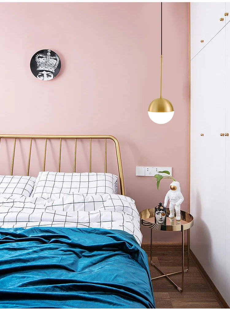 

LukLoy Brass Ball Pendant Light Copper Bedside Pendant Lamp Glass Ball Dining Room Suspension Loft Lamp Kitchen Island Lamp