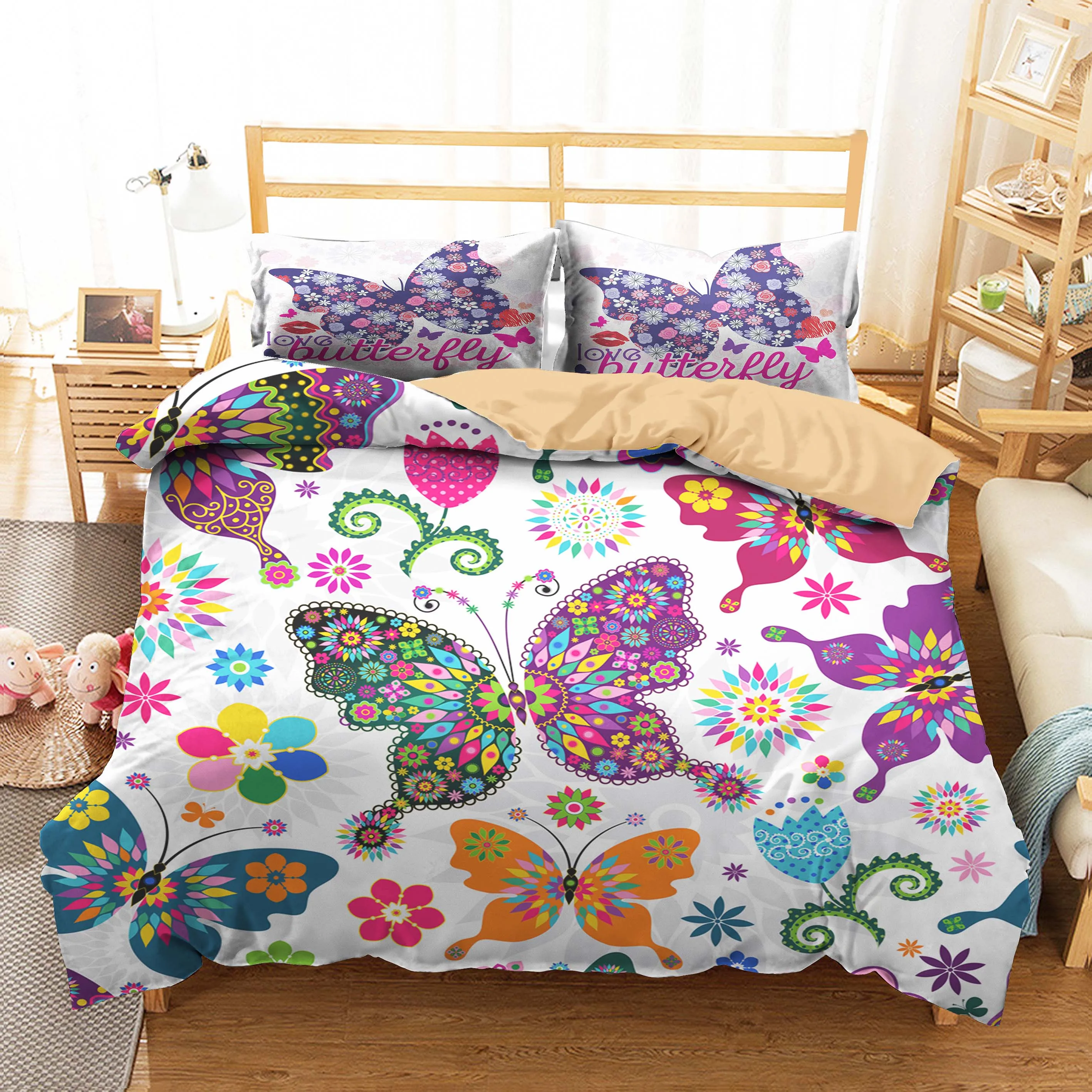 Наборы одеял из мягкого материала с принтом в виде бабочек пододеяльник домашний
