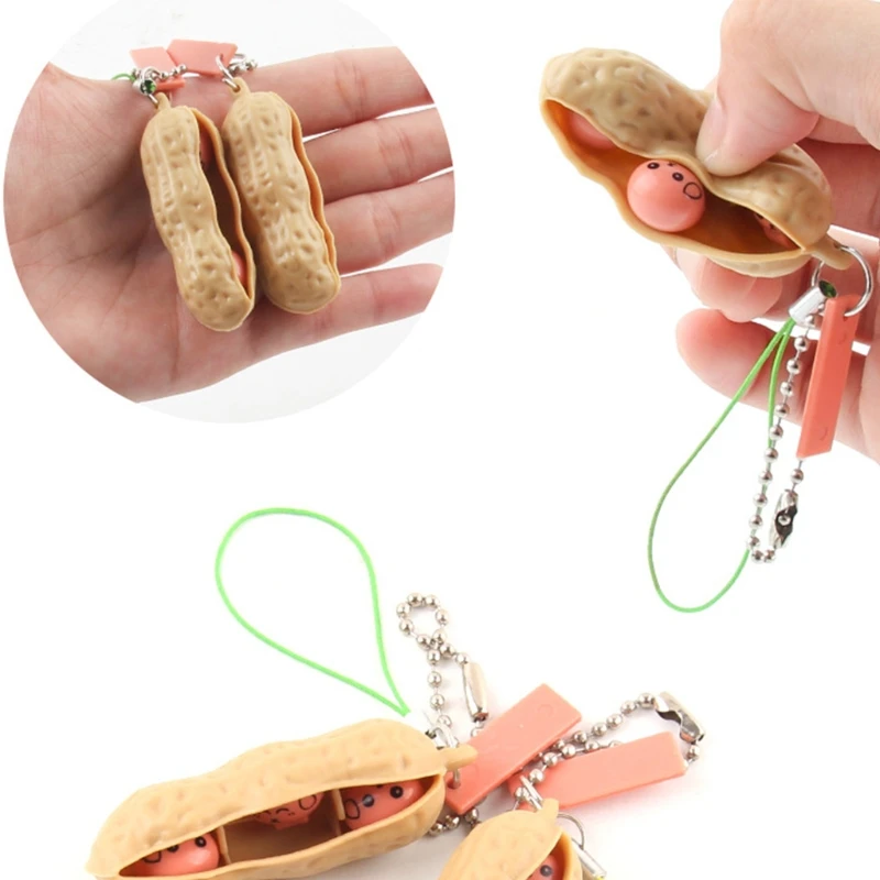 

1Set Interactive Anti-Stress Toy Practical Joke Toy Novelty Sensory Fidget Keychain Push Bubble Peanut Puzzle Gadget