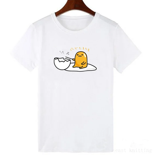 Японская забавная футболка Harajuku Gudetama Lazy Egg Yolk, мужская хлопковая футболка Kawaii с мультяшным принтом, новинка, женская футболка, топы
