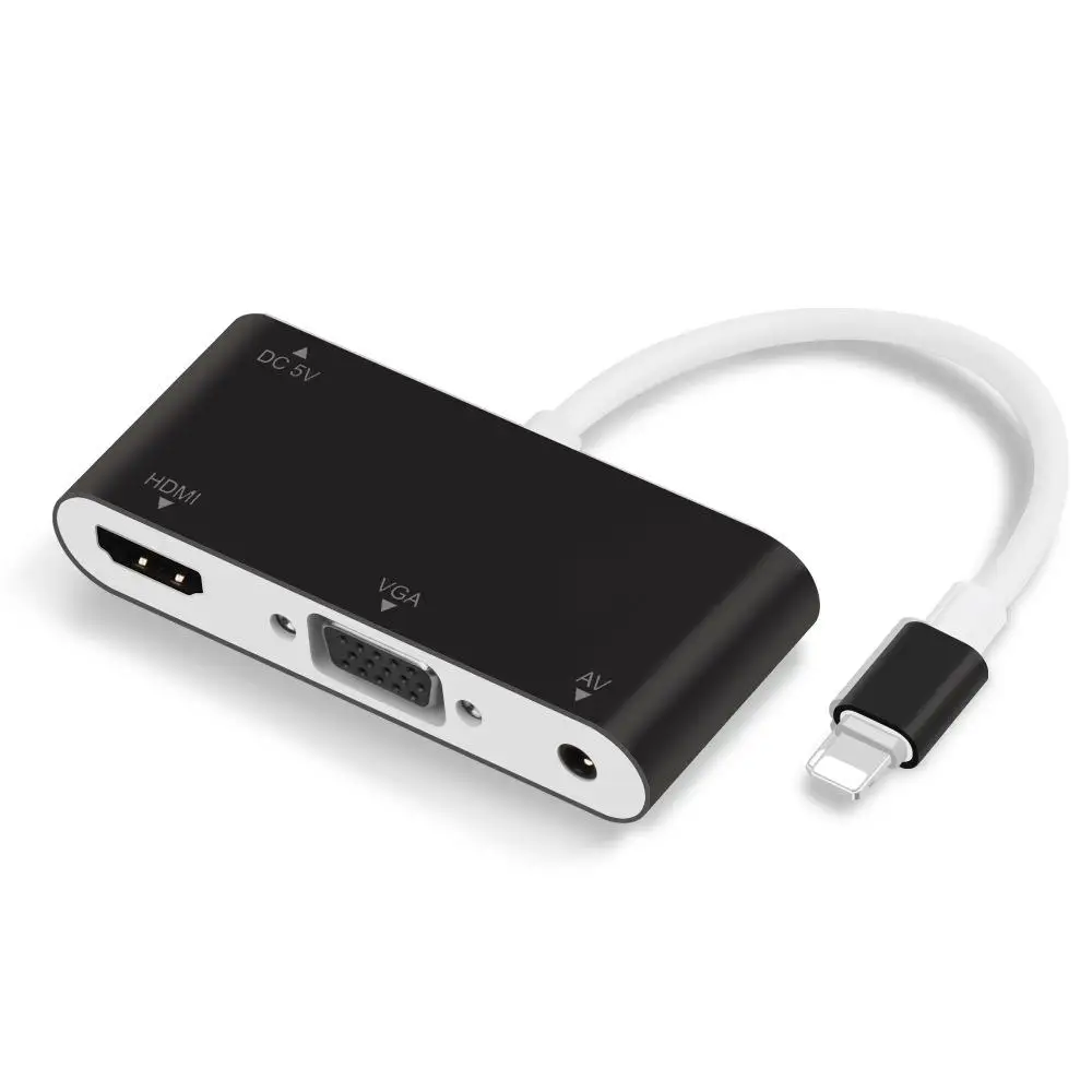 Преобразователь DishyKooker для Lightning на HDMI VGA AV Jack аудио ТВ адаптер кабель iPhone серии