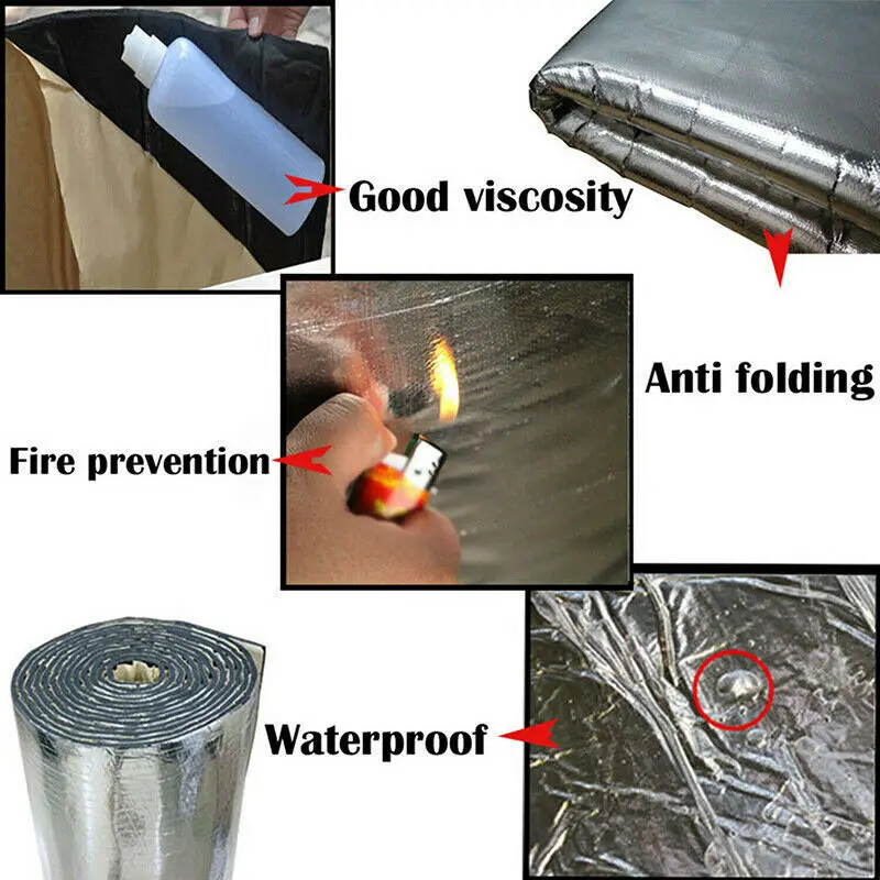 

Aluminum foil + rubber foam Car Soundproof insulation Soundproof Foam Pad 1pc Deadening Heat Noise Useful