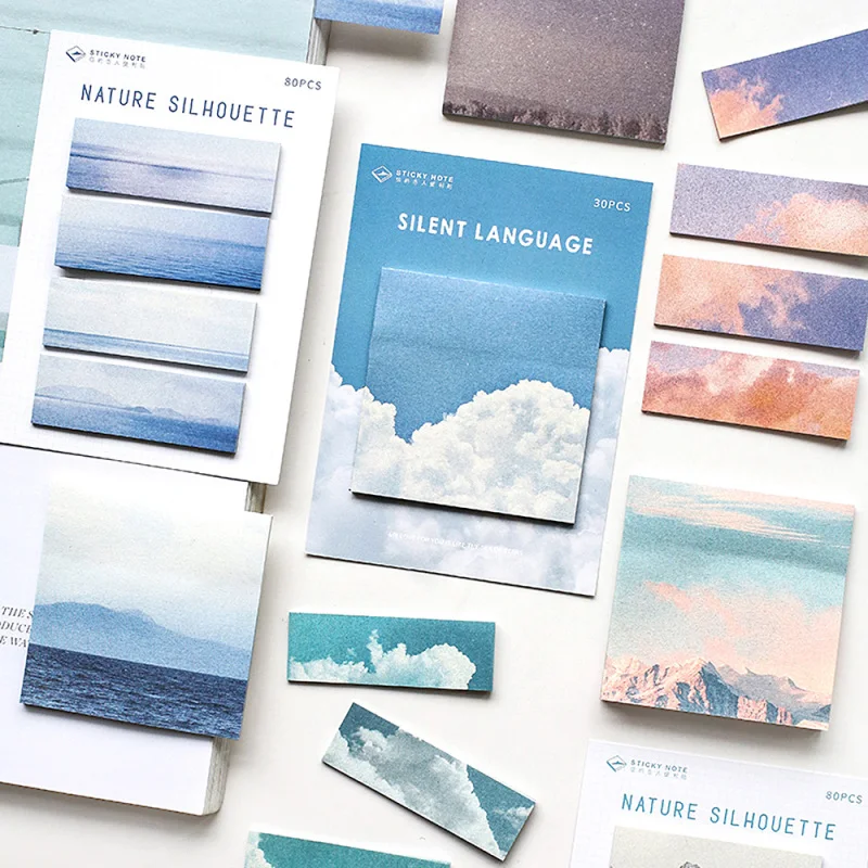 Природа силуэт серии Блокнот N Times Липкие заметки DIY школьные принадлежности