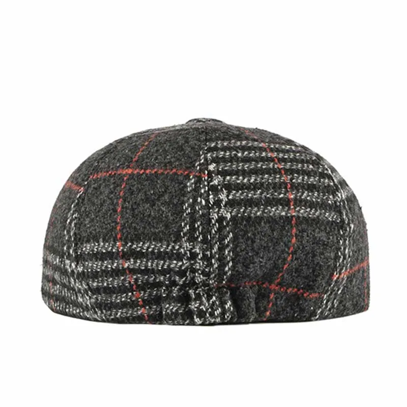 Fibonacci Autumn Winter Wool Beret Men Dad Hat Brand Quality Plaid flatcap vintage newsboy cap