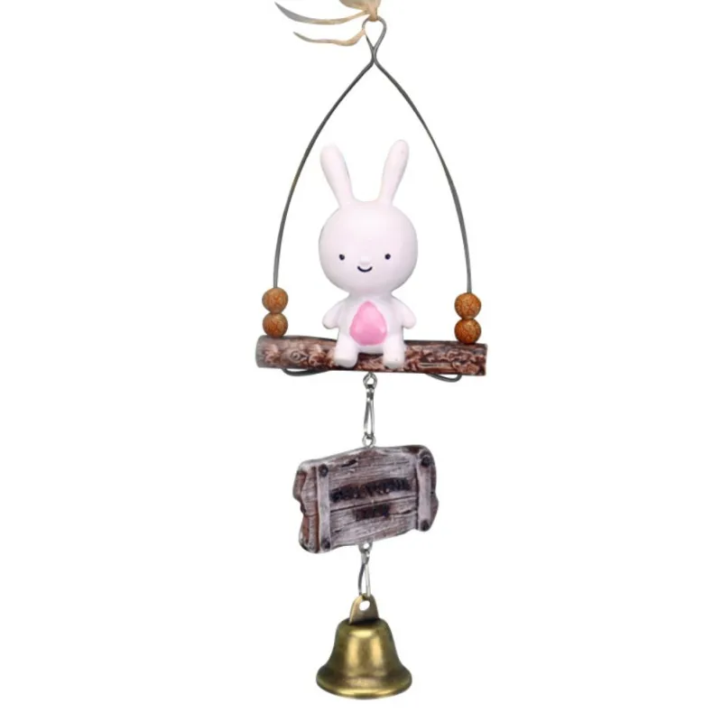 Cartoon Mr. Rabbit Pendant Cute Resin Wind Chime With Metal Bell Crafts Anime Toy Gifts Car Outdoor Decor | Дом и сад