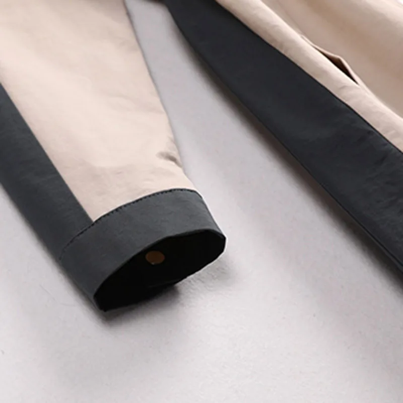 

Large Size Women's Loose Trench Coats Three-color Stitching Ins Tide Autumn New Style Long Coat Jackets Popular