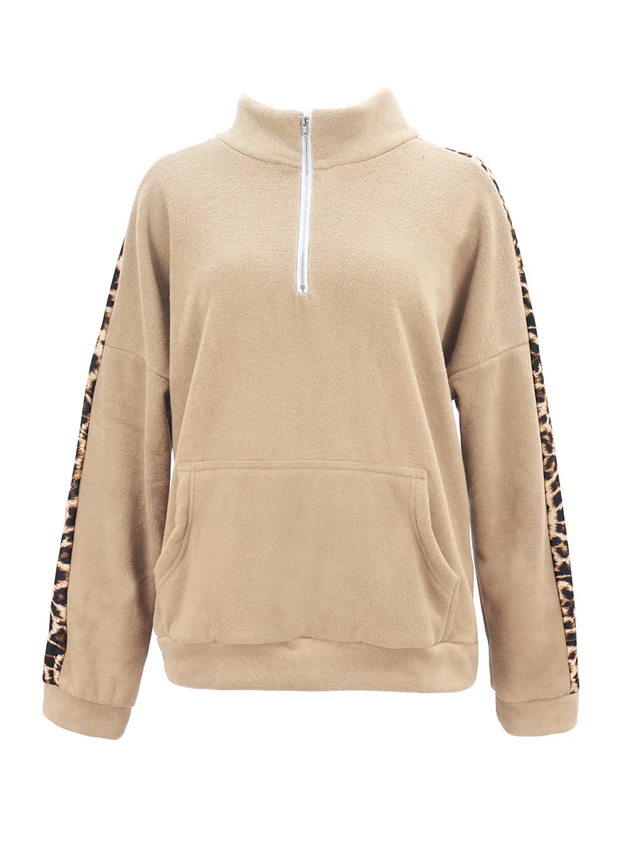 

Sweety lady Clothes Leopard stitching long Sleeves Sweater causal top
