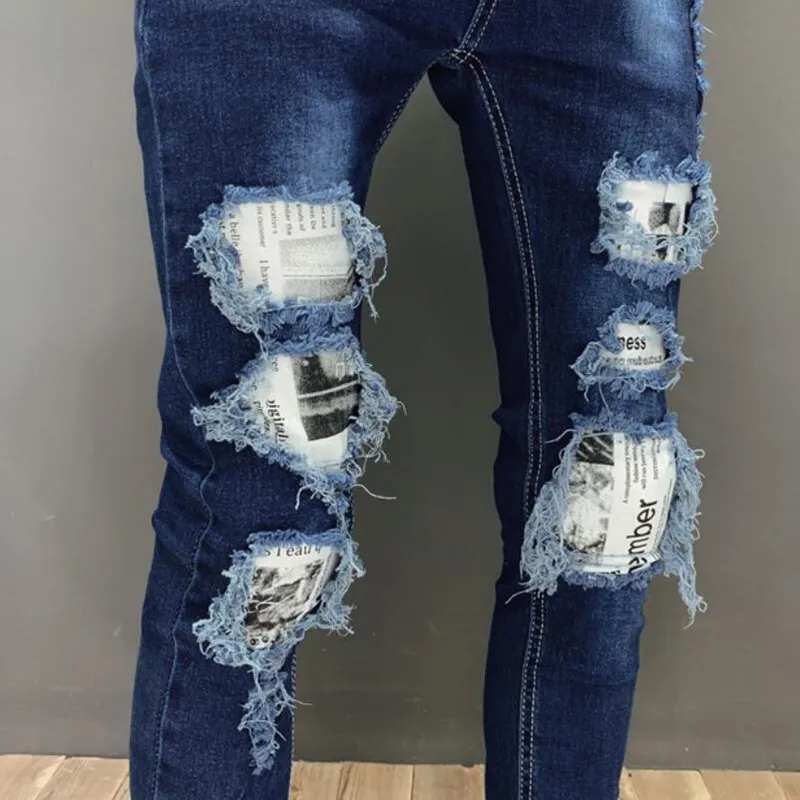 

2021 Newest Arrivals Fashion Hot Men's Long Straight Leg Slim Fit Casual Hole Strech Denim Pants Skinny Jeans Pencil pants 27-33