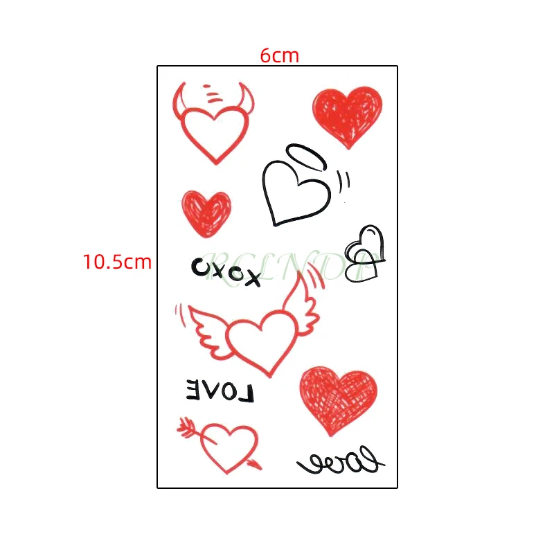 Водостойкие временные тату-наклейки любовь сердце крылья стрела ненастоящие